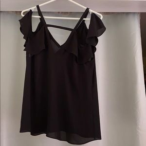 BCBG Max Azria, small, cold shoulder black top